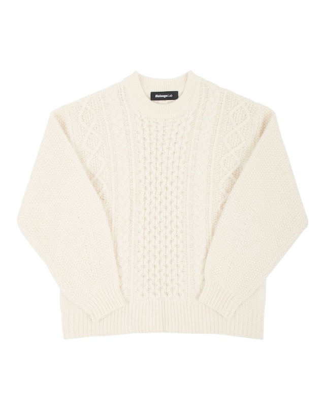 CABLE-KNIT LAMBSWOOL SWEATER (IVORY)