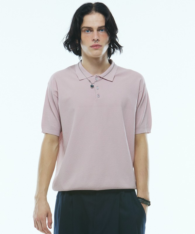 KNITTED POLO SHIRT (PINK)